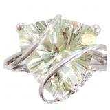 4.75 Carat Trillion Aquamarine & Diamond Ring 14k