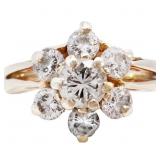 3/4 Carat Diamond Cluster Ring 14k Yellow Gold