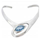 12 Carat Swiss Blue Topaz Modern Collar
