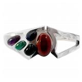 TAXCO Amethyst Agate Onyx Malachite Cuff Bracelet