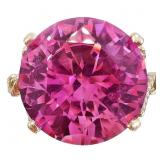 6 3/4+ CT Pink Sapphire High Profile Gold Ring