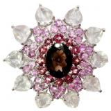 Sapphire Garnet Quartz Starburst Statement Ring