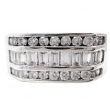 Men's White Quartz Three Row Channel Set Ring