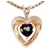 Mystic Topaz & Diamond Gold Heart Pendant