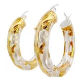 Bold Two-Tone Swirling Motif Hoop Earrings 1'