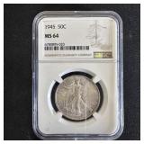 1945 Silver Walking Eagle Half Dollar NGC MS64