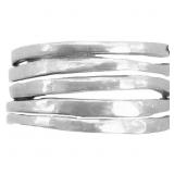 5-Row Hammered Stacked Wide Band Ring