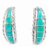 Curved Turquoise Semi-Hoop Earrings
