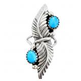 Native American Turquoise Feather Ring