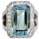 $20k Custom Aquamarine & Diamond Ring 14k Gold
