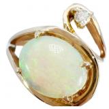 1 ct Opal & Diamond Abstract Bypass Ring 14k