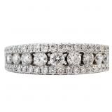 Near 1 Carat Diamond 3-Row Ring 14k White Gold