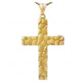 Textured Nugget Cross Pendant 14k Yellow Gold