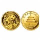 1990 - 1/20 oz 24k China Gold Panda ï¿½ 5 Yuan