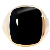 1 3/4 CT Onyx Signet Ring 14k Yellow Gold