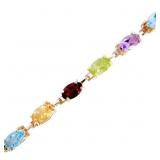 4.5 CT Rainbow Gemstone & Gold Tennis Bracelet