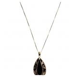26+ CT Teardrop Onyx Necklace 14k Yellow Gold