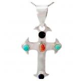 Multi-Stone Cross Necklace 20'