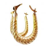 Yellow Gold Tapered Rope Texture Hoop Earrings