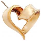 Ribbon Heart Sliding Pendant 14k Yellow Gold