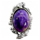 Charoite Cabochon Filigree Ring