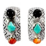 Southwest Onyx Turquoise & Shell Earrings