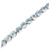 11+ CTW Aquamarine & Diamond Bracelet 14k WG