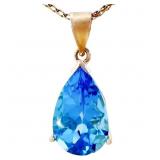 4 3/4 Swiss Blue Topaz Teardrop Pendant 14k Gold