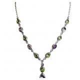8 CTW Amethyst & Peridot Drop Necklace
