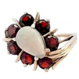 1.5 CT Garnet & Pear Opal Gold Dinner Ring
