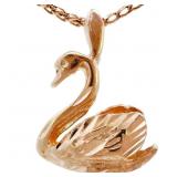 Intricate Swan Pendant 14k Yellow Gold