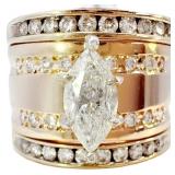 STUNNING Marquise Diamond Bridal Ring 14k Gold