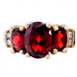 2.5 Carat Garnet & Diamond Trilogy Gold Ring
