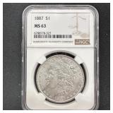 1887-P Morgan Silver Dollar NGC MS63
