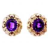 3 CTW Amethyst Earrings 14k Yellow Gold