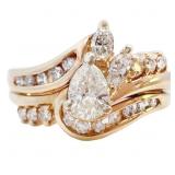 1/2 Carat Diamond Crossover Ring 14k Yellow Gold
