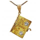 Mother's Inscribed Book Locket 14k Yellow Gold