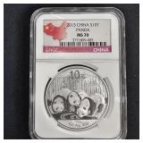2013 1 oz Fine Silver Panda  NGC MS70