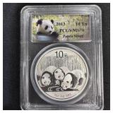 2013 1 oz Fine Silver Panda  PCGS MS70