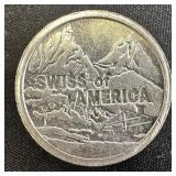 1 oz Fine Silver Round  Swiss of America