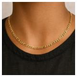 18' Figaro Link Chain Necklace 14k Yellow Gold