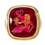 Vintage 2.5+ CT Ruby Intaglio Ring Gold