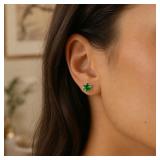 Green Spinel Solitaire Earrings Yellow Gold