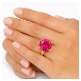 6 3/4+ CT Pink Sapphire High Profile Gold Ring