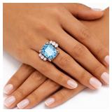 7 CTW Topaz & Diamond Cocktail Ring 14k Gold