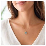 3.75 Carat Swiss Blue Topaz Necklace 14k Gold