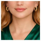 Textured Twisted Hoops Yellow Gold 3/4'
