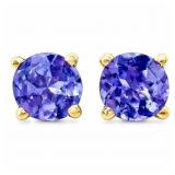 Tanzanite Solitaire Earrings 14k Gold