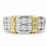3/4 CT + Diamond Band 14k Yellow & White Gold