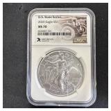 2020 American Silver Eagle Michigan State MS70